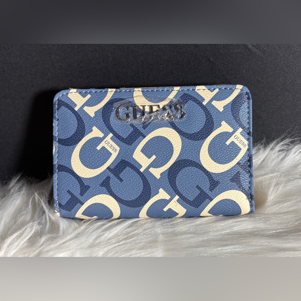 Guess monogram blue wallet